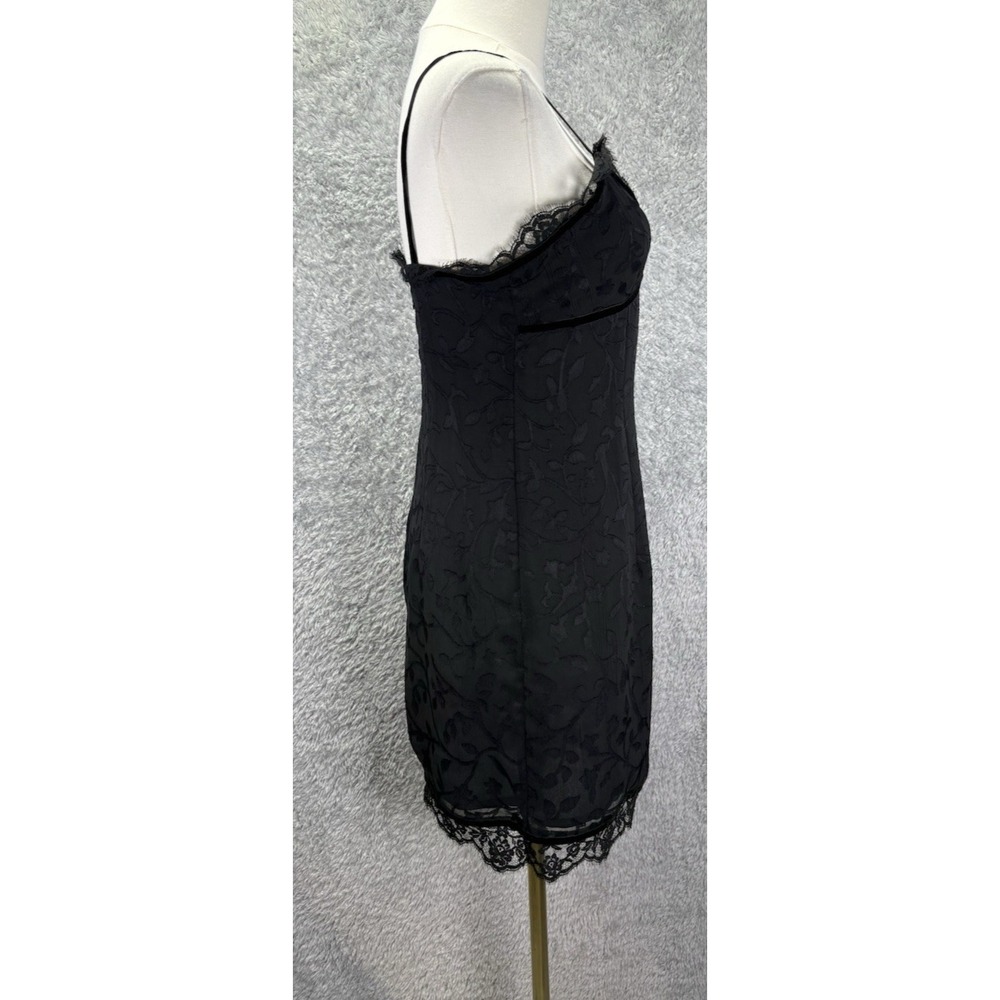 Vintage 90s YL by Yair Black Lace Slip Dress Women's Size 2 Mini Sleeveless LBD - Picture 2 of 11